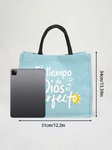 Bộ 2 túi vải lanh màu xanh dương có quai xách, in họa tiết chữ "El-Tiempo Love", quà tặng cá nhân hóa cho kỷ niệm ngày cưới hoặc sinh nhật bạn bè, túi tote thời trang nữ bằng vải canvas có nút cài, chất liệu vải lanh dày dặn. - Màu xanh lam - Xem 10