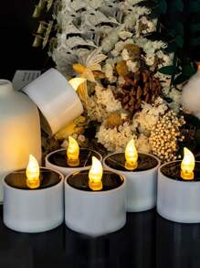 1/6pcs太阳能灯花园户外防水儿童房照明家用小夜灯庭院装饰感应吊灯阳台布置蜡烛灯 - 彩色 - 查看 8