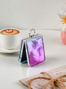 1pc Shiny Icy Gradient Holographic Paperboard Electroplated Kickstand Protective Phone Case Compatible With Samsung Galaxy Z Flip3 5G, Galaxy Z Flip4 5G, Galaxy Z Flip5 5G, Galaxy Z Flip6 5G, Anti-Fall, Shock-Resistant