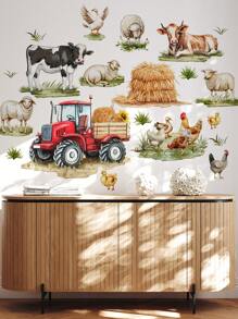 1st/1set2st/1set3st Boerderijdieren Schapen, Kuikens, Wolken Muurstickers, Decoratief voor Slaapkamer, Woonkamer, Studeerkamer, Keuken