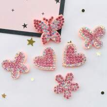 10入組心形/帽子形熱轉印鑲嵌珠片補丁，鑲嵌心形/帽子形珠片補丁，珠片黏貼贴花，閃爍水晶補丁，適用於衣物牛仔裤鞋子袋子帽子裝飾補裝，無需膠水 - 紅色 - 查看 5