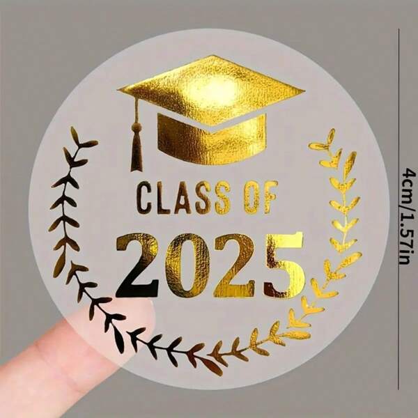 5/ 10 ملصق تخرج ذهبي للصف 2025 - مبروك على إنجازاتك، مناسب للقبعات والظروف والهدايا الحفلية، هدايا التخرج، ملصقات التخرج، ملصقات الحفلات