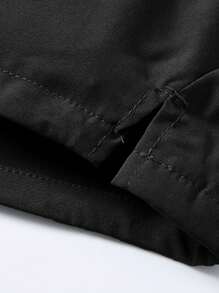 Men's Polyester Sports Exercise Solid Color Light And Breathable Summer Fashion Sports Shorts, Boyfriend Style Cycling Iron Essential Basketball Shorts, Suitable For Running, Fitness, Exercise, Camping, Traveling, Fashion Sports Three-Point Pants,Men Drawstring Waist Zipper Pocket Shorts - Black - View 5