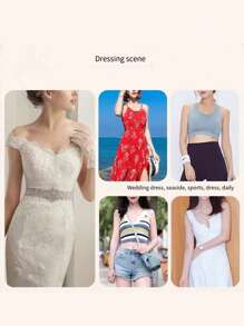 1 Pair Mango-Shaped Breathable Adhesive Push Up Bra, One-Piece Silicone Wedding Dress Anti-Convex Underwear, Sexy Nipple Cover. Suitable For Everyday Sports, Beach Parties, Formal Occasions, Outings, And Dates. - Apricot - View 11