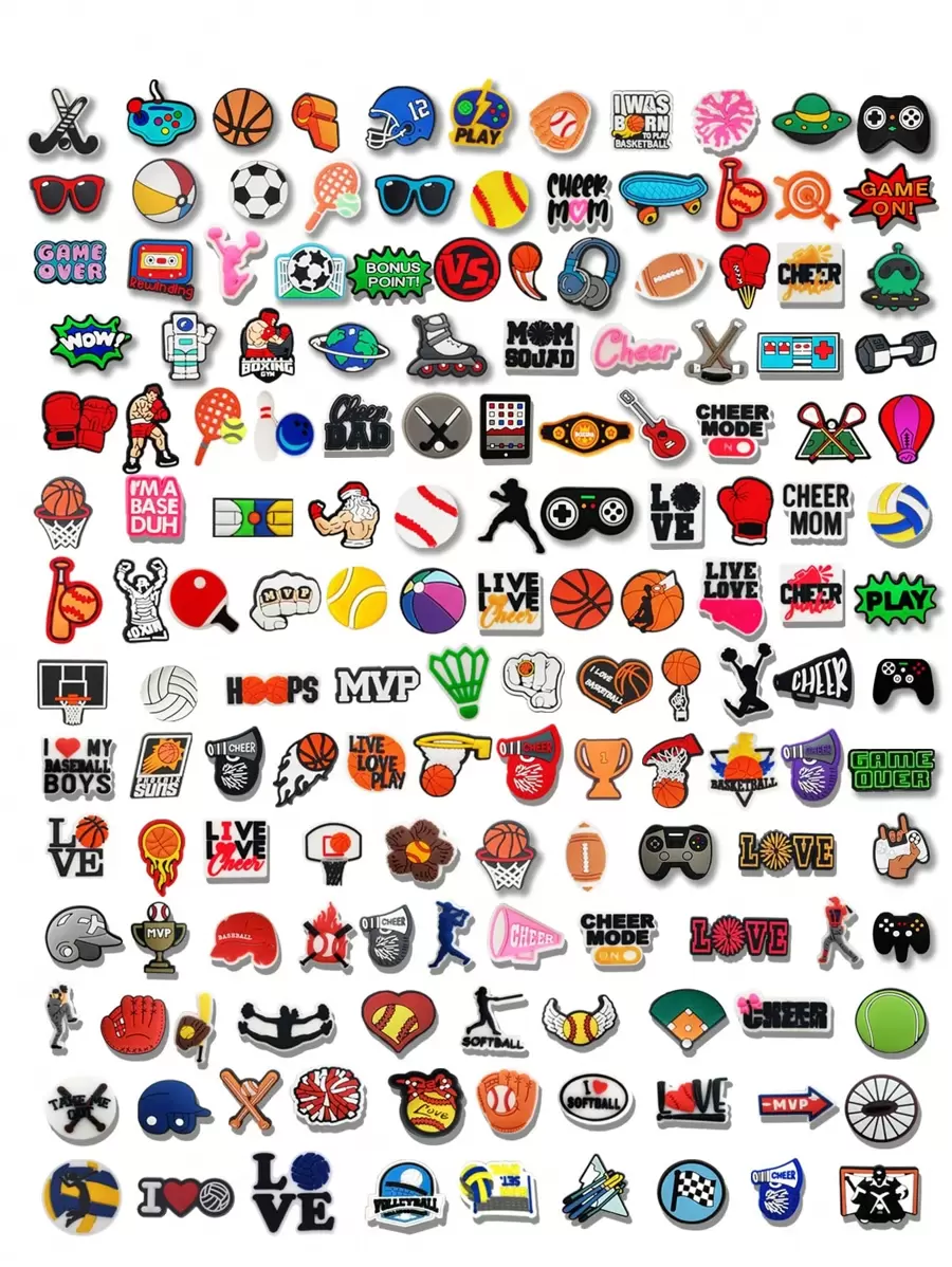 随机 10/20/30 件各种款式运动游戏系列鞋饰适用于鞋子 DIY 装饰优质流行饰物配件泡泡拖鞋凉鞋，PVC 鞋饰沙滩包配件适合青少年、男性、女性和成人的绝佳礼物