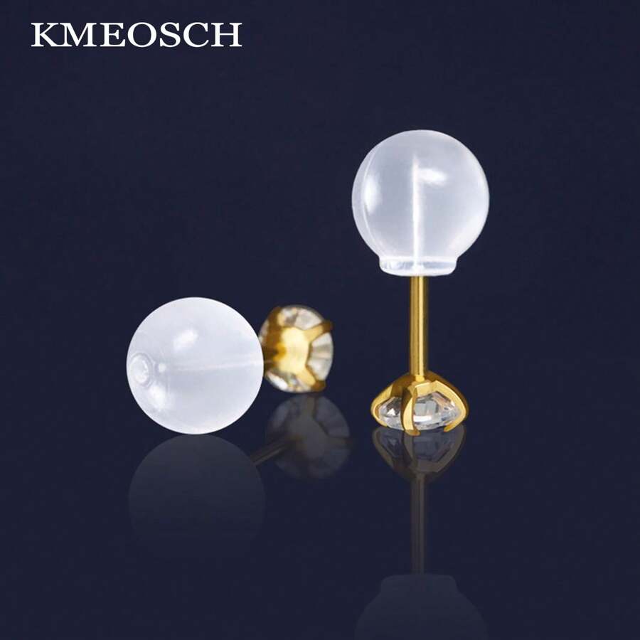 KMEOSCH 20/50/100 件舒适防水柔软耳环后盖耳环别针后盖，柔软透明耳环后盖替换件，适用于 DIY 珠宝制作配件
