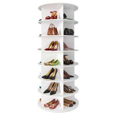 Zapatero giratorio de 360°, zapatero giratorio de 7 niveles para armario y entrada, 28 espacios para zapatos, bolsos, juguetes, libros, etc.