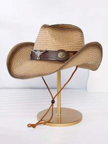 西式牛仔草帽 户外遮阳帽 广场舞牛头沙滩帽 软呢帽 - 牛頭 - 查看 6