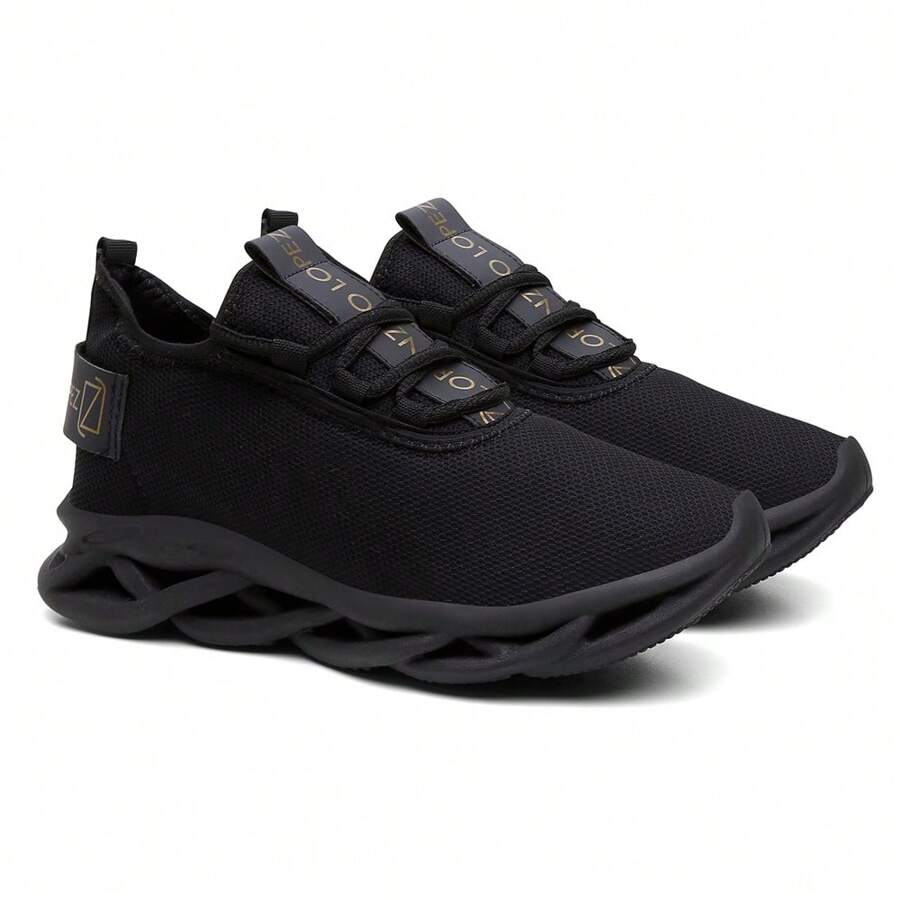 Men's Gym Sport And Running Walking And Crosfit Ultra Light And Comfortable Sneakers - màu đen - Xem 1