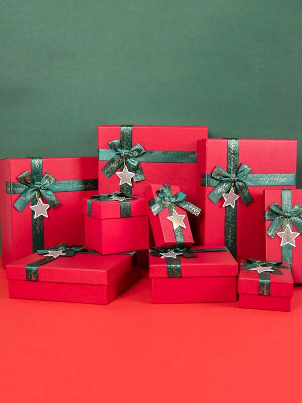 Caixas de Presente de Maçã de Natal em Vários Tamanhos - Porta-Batons Festivos para Celebrações e Presentes de Feriados