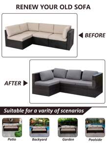 1 件人字形露台沙发座垫套，弹性半包沙发垫保护套，适用于门廊、露台、花园沙发座垫