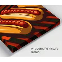 1pc Framed Canvas Wall Art, Hotdog Print Canvas Poster, Ideal Gift For Bedroom Living Room Hallway Dorm Wall Decor