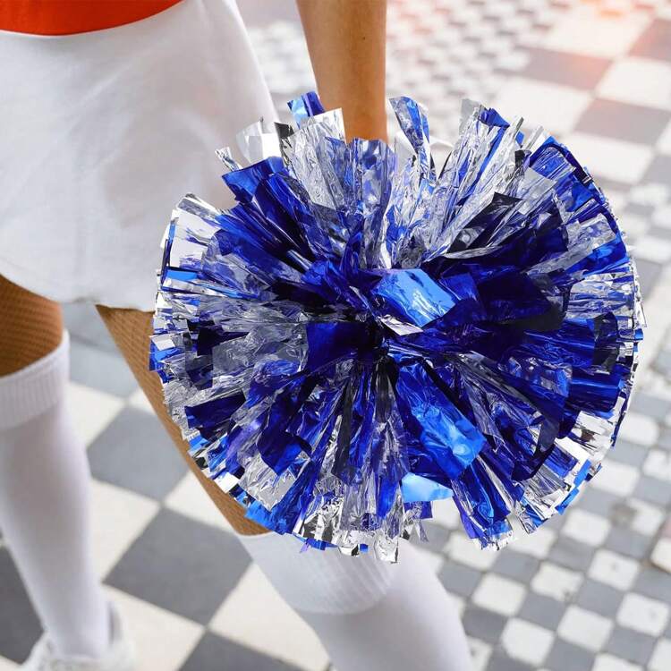 1~3pices,Cheerleading Pom Pom Bulk Football Game Cheerleader Pompoms Plastic Cheering Hand Flowers With Handle For Sports Dance Match Team Cheerleading ,Cheerleading Pom Poms And Large Cheerleader Hair Bow For Girl, Cheer Pompoms Foil Pompoms Hand Flowers For Adults, Party Dance Sports - Blue - View 1