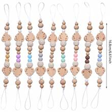 1pc Wooden Leaf Pendant Decor Hanging Rope, For Bag Charms, Bracelet, Keychain Lanyard Making - Multicolor - View 6