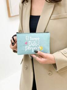 Bộ 2 túi vải lanh màu xanh dương có quai xách, in họa tiết chữ "El-Tiempo Love", quà tặng cá nhân hóa cho kỷ niệm ngày cưới hoặc sinh nhật bạn bè, túi tote thời trang nữ bằng vải canvas có nút cài, chất liệu vải lanh dày dặn. - Màu xanh lam - Xem 5