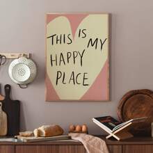 1pc, Canvas Hanging, Framed Decorative Painting, Wall Arts, Posters, Modern, Quotes, This Is My Happy Place , Happy Place Poster, Uplifting Art Happy Art Poster , Cute Wall Decor , Housewarming Gifts Bedroom