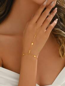 LIEBEIRIS 1 件 18K 镀金简约水滴手链，不锈钢，适合女性日常佩戴和送礼 - 金黃色 - 查看 4