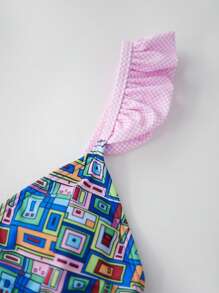 Women's Floral Print 2 Piece Bikini Sets Ruffle Tie Back Padded Bra Triangle Thong Bottoms Bathing Suit Swimsuits Summer Vacation Beachwear For Teen Girls - 綠色 - 查看 7