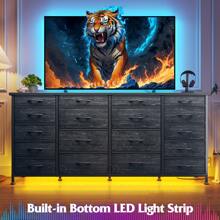 EnHomee 63" W 18 Drawers Dresser With LED Lights & Power Outlets Long Dresser For 65" TV Stand For Bedroom Large Fabric Dressers & Chests Of Drawers For Bedroom, Sturdy Metal Frame, Mother's Day Decor, Room Deocr, Home Decor