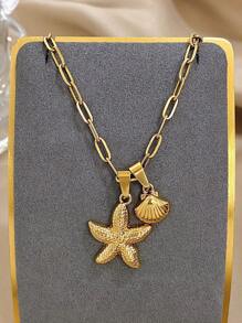 1 件海星吊坠项链女士可爱不锈钢链颈链日常派对珠宝礼物母亲节
