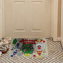 23.62*15.74inches Christmas Silk Hoop Mat For Household Entrance Door Rubbing Soil Mat - White - View 7