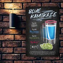 1PC Blue Kamikaze Drink Recipe Tin Sign, Vintage Chalkboard Art, Cocktail Recipe Design, 8x12 Inches/ 20x30 Cm - 8x12inch/20x30cm-1pc - View 5
