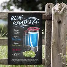 1PC Blue Kamikaze Drink Recipe Tin Sign, Vintage Chalkboard Art, Cocktail Recipe Design, 8x12 Inches/ 20x30 Cm - 8x12inch/20x30cm-1pc - View 10