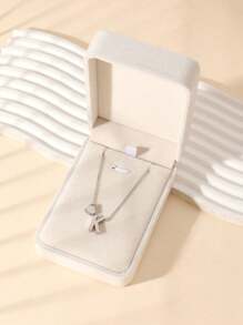 1 Fashion Simple Stainless Steel Love Letters Ladies Pendant Necklace Suitable For Ladies Daily Wear Holiday Dating Gift Jewellery Mother's Day Gift (With Gift Box)