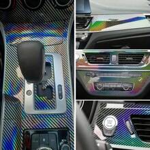 1 Roll 9D Laser Carbon Fiber Silver Car Wrap Film, 3D Laser Carbon Fiber Chameleon Film, Multi-Purpose PET Car Interior Decoration Film, Scratch-Resistant Paint Protection Car Decal - one-size - View 5