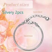 2/4/6pcs Snake Shaped Pendant Bracelet With Adjustable Pendant Bracelet And Heart-Shaped Extender, Suitable For Women's Jewelry Making DIY Friendship Chain Bracelet, Birthday Anniversary Party Gift, Vacation Party Gift, Wedding Gift, Jewelry Making Accessories - A - View 15