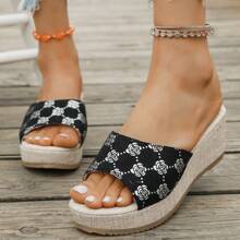 Women's Fashion Embroidered Wedge Slide Sandals - Silver - View 2