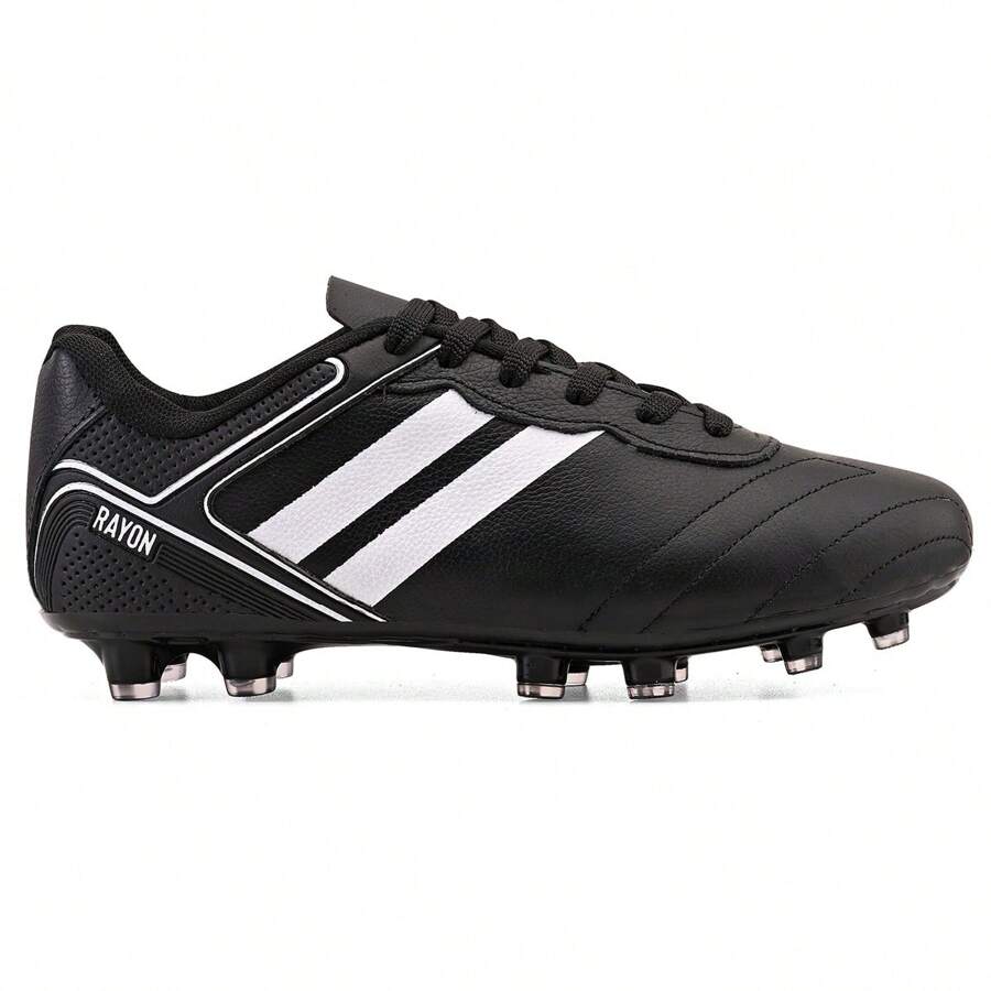 100% Genuine Leather Football Boots - Sturdy Stitched Cleat Field - màu đen - Xem 1