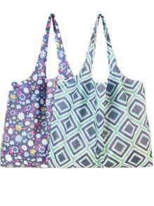 2 pièces Sac de courses réutilisable, sac fourre-tout pliable avec anses, sac de courses grande capacité et imperméable pour voyages, pique-nique, camping en extérieur, essentiels maison