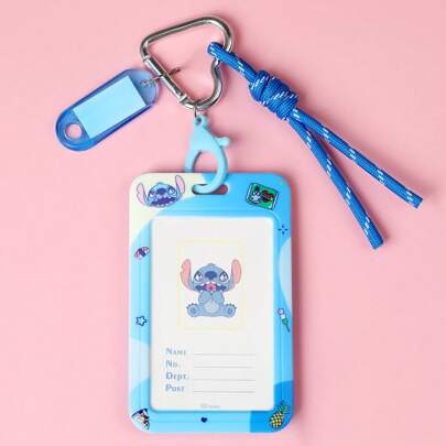 Miniso Disney Stitch Card Holder For ID/Access Card,Campus Card Access Card Public Transportation Card Holder - Badge Protector Case Anti-Lost (1 PC)