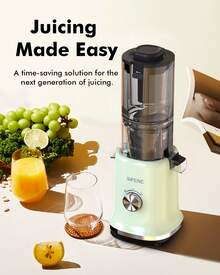 SiFENE Whole Fruits Cold Press Juicer Machine - 4.3-Inch Wide Mouth Slow Masticating Juicer With Large Feed Chute For Vegetables And Fruits, Easy To Clean, Nutrient-Rich Juice Extractor (Green) - US A Type Plug(110-127V) - View 9