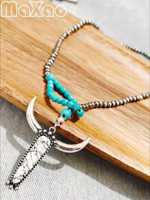 طقم مجوهرات مكون من قلادة وخاتم وأقراط بتصميم غربي عتيق مخصص للنساء، متعدد الألوان لتناسب أي إطلالة