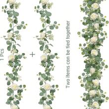 1 Pieza Guirnalda de Eucalipto, Guirnalda de Follaje de 5.9 pies, Guirnalda Verde con Flores, Hojas y Tallos Artificiales de Eucalipto de Dólar de Plata para Decoración de Mesa, Hogar, Boda, Chimenea, Fiesta, Interior y Exterior, Decoración de Habitación, Hogar, Cocina, Boda, Decoración de Mesa, Centros de Mesa, Decoración de Oficina, Jardín, Decoración Exterior, Plantas Falsas