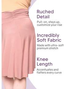 STRETCH IS COMFORT Women's And Plus Size Knee Length Ruched Waist Flowy Skirt - 藍綠色 - 查看 4