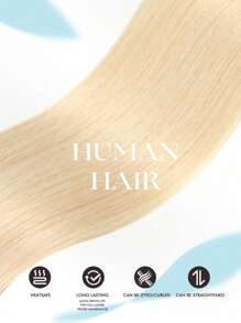 8D Micro Hair Extensions, Real Hair Micro Bead Extensions, Straight, Platinum Blonde, 50 Strands, Nano Rings, Invisible Mini Silicone Beads, Micro Hair Extensions, Halloween Costume - S60 - View 7