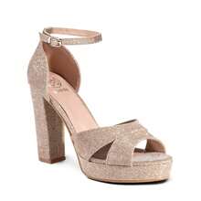 Weide Sandalias de Dama Mujer Tacones Grueso Social Fiesta Moda - Dorado - Ver 2