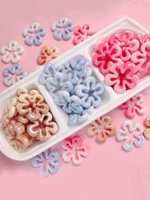 6 stuks willekeurige acryl crème snoepkleur holle bloem kralen DIY telefoonketting, sleutelhanger, auto decoratie accessoires
