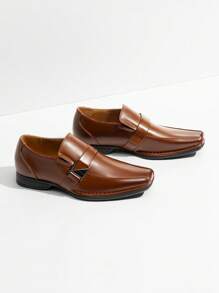 Men's Lined Dress Loafers Formal Shoes Men Dress Loafer Shoe Slip On Moccasins Daily Comfort Leather - màu nâu - Xem 5