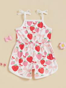 Toddler Girls Romper Sleeveless Adjustable Tie-Up Strap Short Jumpsuits Summer Clothes 2-6 Years - 白色 - 查看 4