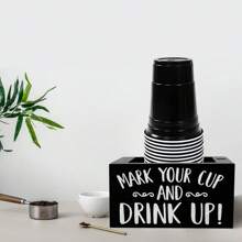 1 件质朴木质杯架、派对杯架、标记槽、储物盒、耐用且可重复使用的杯架、饮料分配器、咖啡店用品、酒吧用品、餐厅装饰、农舍用品、一次性杯子收纳架、婚礼用品、新娘送礼会礼品、1 岁生日派对装饰、婴儿送礼会用品、厨房装饰、餐厅装饰、家居装饰、适合大多数塑料杯