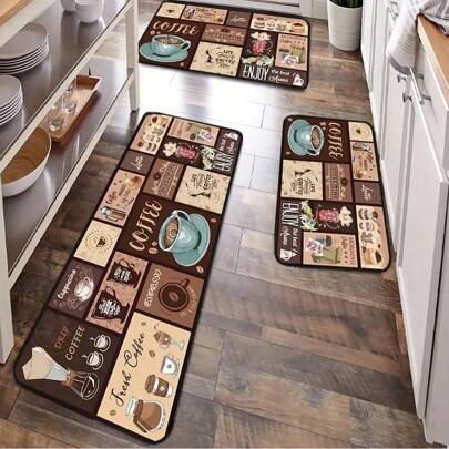 Alfombra retro resistente a la fatiga para la cocina, 1 pieza de alfombra de poliéster adecuada para la entrada, dormitorio, sala de estar, sala de lectura, lavandería - lavable a máquina, rectangular, alfombra de pasillo