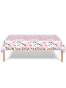 1 pièce Nappe de table imprimée de fleurs pour fête, nappe de table en plastique jetable et imperméable, décoration de table thème Fête des Mères, décoration de maison, convient pour les festivals, anniversaires, mariages, fêtes, 54*108 pouces