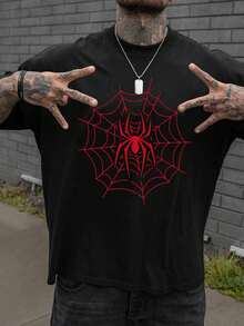 Camiseta Homem Aranha Teia Camisa Blusa Unissex Masculino Feminino 100% Algodão Top Premium Streetwear Lançamento Varias Cores!! Plus Size - Preto - Visão 1