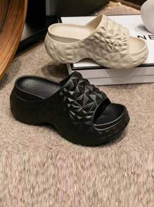 Women's 2025 New Geometric Pattern Thick Sole Slide Slippers, Anti-Slip & Comfortable, Summer Sandals, Indoor And Outdoor Elevated Slippers - View 2