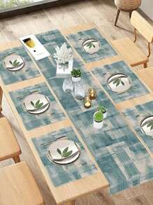 1/4/7 Placemat Table Runner, Turquoise Tablecloth, Teal, Yellow And Grey Tablecloth, Dresser Scarf, Abstract Art Table Tablecloth, Washable Rectangular Table Set Decoration, Suitable For Dining Room, Table Decoration, Wedding, Party Gathering, Daily Holiday Kitchen Banquet Table Decoration - Multicolor - View 8