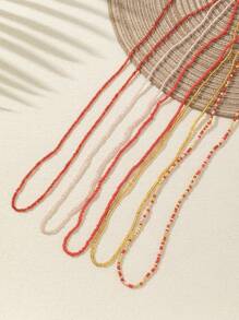 5pcs Bohemian Style Beach Body Chain For Women - Red - View 3